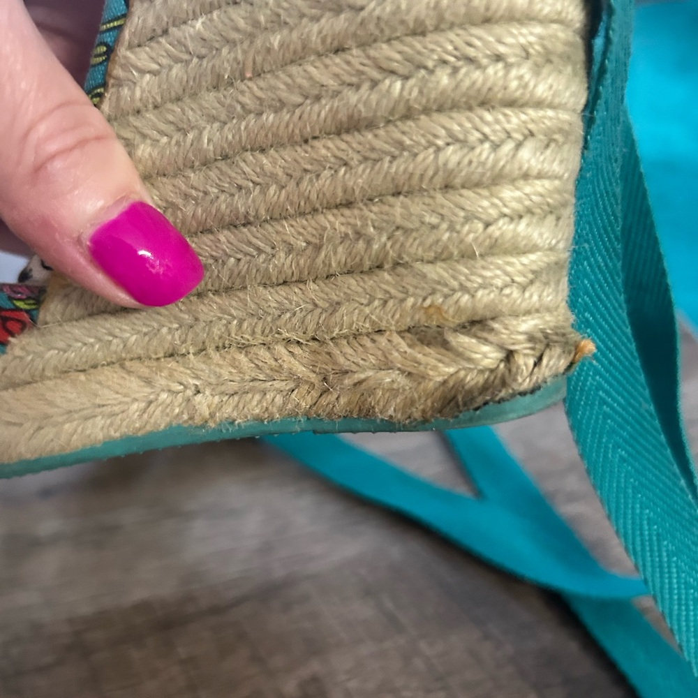 Betsey Johnson Teal Floral Espadrilles - Picture 2 of 7